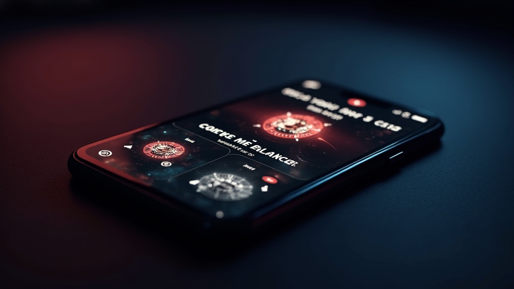 Dunkle Casino-Szene mit Smartphone und übersichtlicher App-Oberfläche