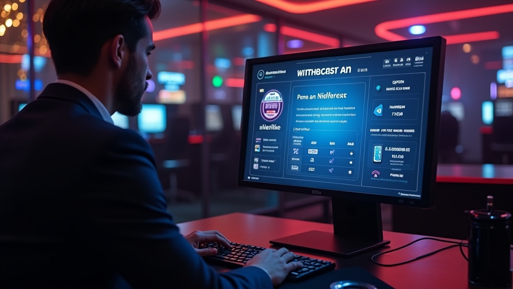 Spieler bestätigt eine Auszahlung an einem dunklen Casino-Terminal