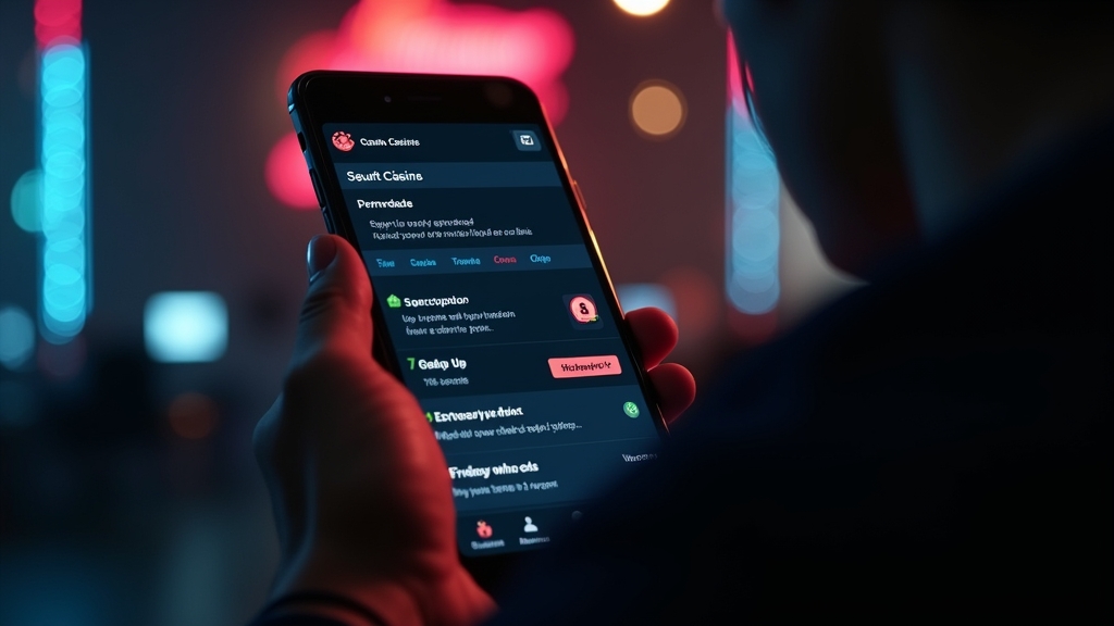 Sicherheitscheck einer Casino-App mit Smartphone und Datenschutzsymbolen