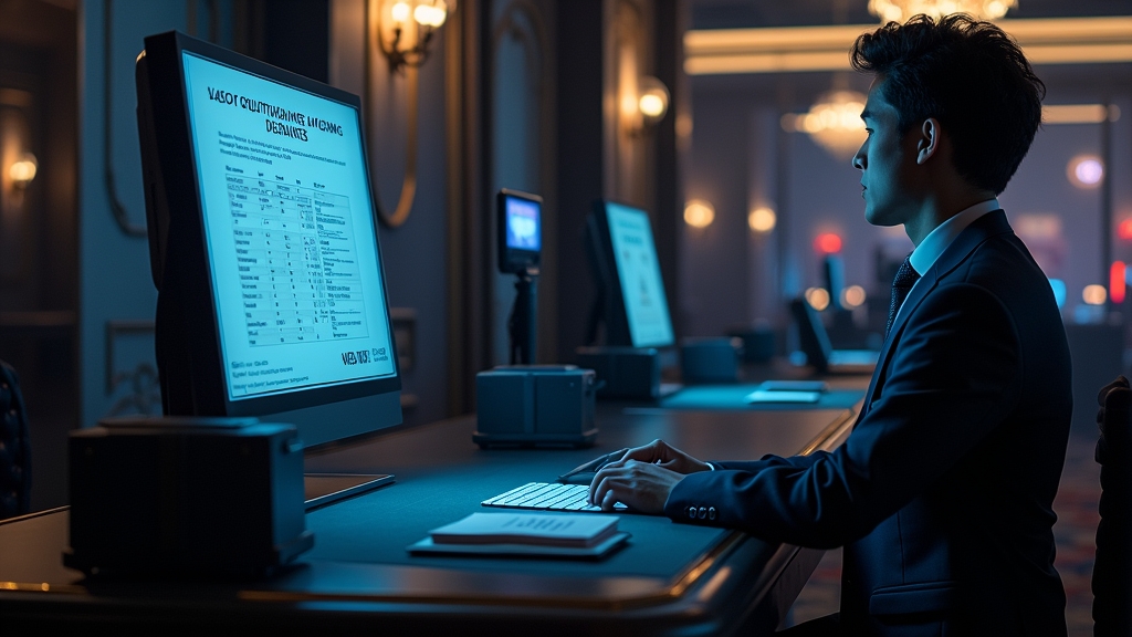 Verifizierungsunterlagen liegen neben einem Payment-Display im Casino-Stil